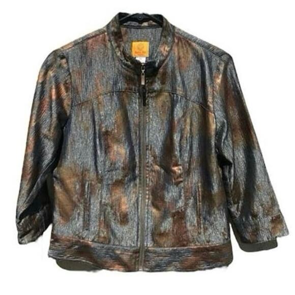 Ruby Rd. Jackets & Blazers - Ruby Rd metallic front zip jacket